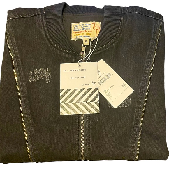 🆕 FREE PEOPLE Sandrine Rose Black Oversized Zip Bomber Jacket NWT - Picture 5 of 5